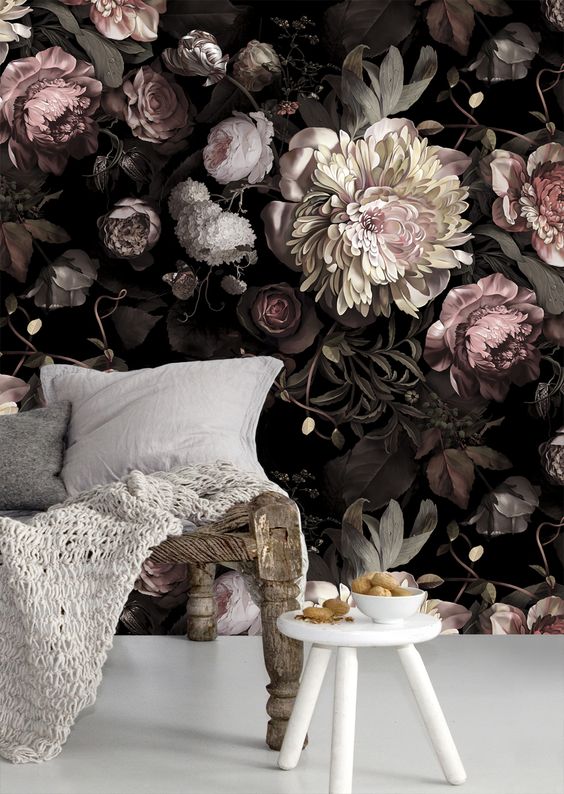 dark and shades of pink floral wallpaper to make a statement in a girl's space