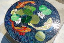 23 koi stained glass mosaic table for a zen-inspired outdoor space