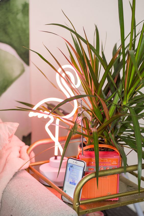neon pink light will make your space playful and chic