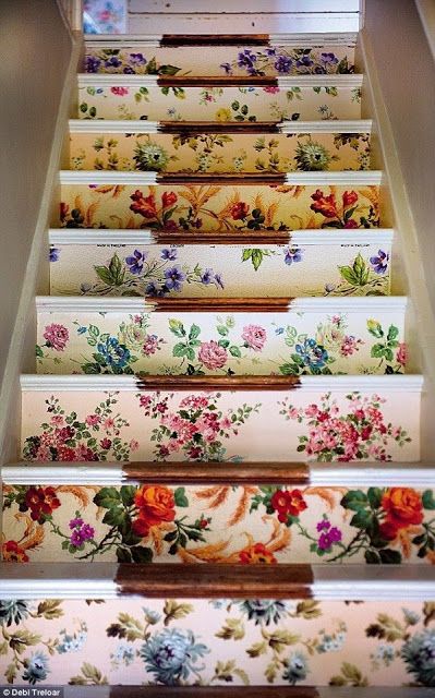 beautiful floral stairs, different for each step for a cute look