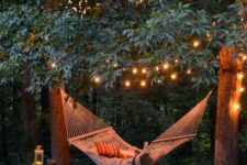 26 some LEDs over the hammock for a cozy and inviting look