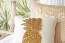 27 embroidered pineapple pillow with beading