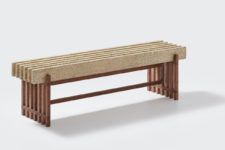 28 a terrazzo and wood bench is a great idea for outdoors