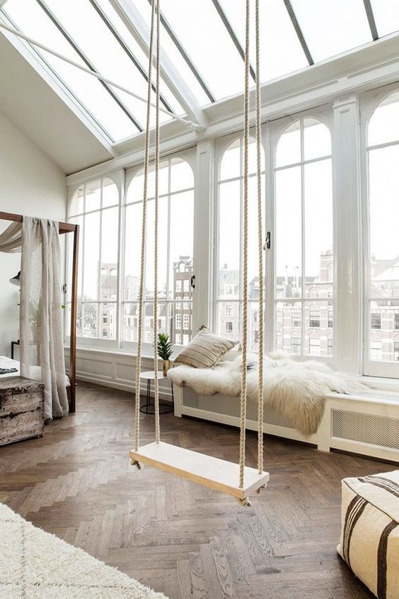 make your bedroom more relaxing and dreamy with a swing, even if you don't use it, it will add a special vibe