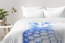 29 modern blue pineapple print on your duvet will remind of holidays