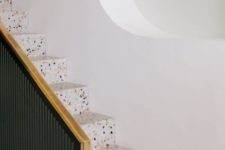 34 a terrazzo staircase looks cool, fresh and is very durable, you won’t need to change it fast