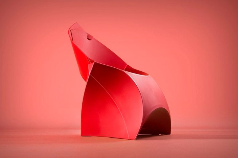 Flux is a unique furniture piece that combines an origami look, portability, ergonomics and comfort in one