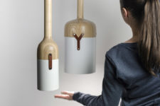01 Nut-C pendant lamp collection has a cool bottle-resembling design and is made of a unique blend of materials, which aren’t characteristic for lamps