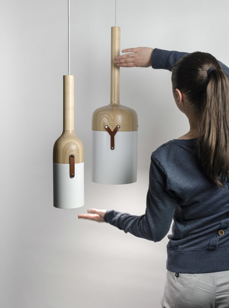 Nut C pendant lamp collection has a cool bottle resembling design and is made of a unique blend of materials, which aren't characteristic for lamps