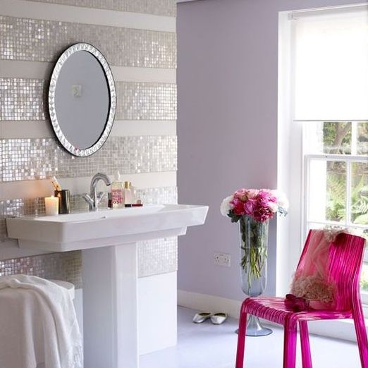 add glam to your girlish bathroom with mosaic tile stripes like these ones