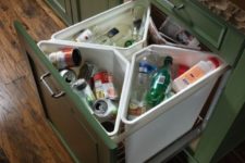 06 a pull out drawer with separate trash cans is a comfortable idea