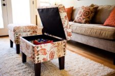 07 upholstered ottomans or coffee tables with storage space inside is a great idea for any tight space