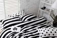 08 black and white striped and polka dot bedding will be a nice choice for many bedroom styles