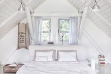08 this bedroom is clad with whitewashed wood, and it looks cozier and warmer thanks to it
