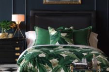 09 tropical leaf print bedding is a budget-friendly way to spruce up the bedroom