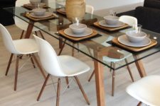 10 a chic modern table with wooden legs and a frame looks both modern and rustic