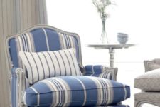 12 refined blue and white striped chair is ideal for a coastal interior