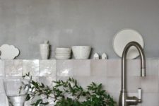 14 mother of pearl tile backsplash is a different and chic idea for any kitchen