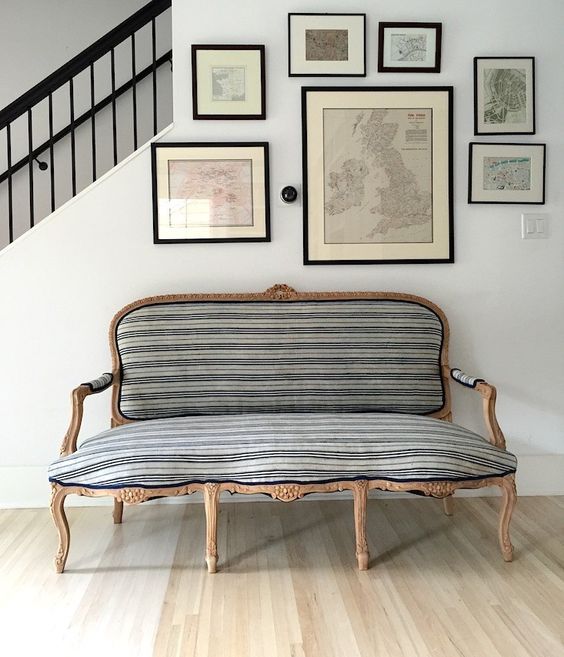 an entryway will be more refined with an exquisite striped sofa