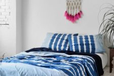 16 indigo noodle stripe bedding for a boho space