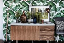 16 tropical leaf print wallpaper will spruce up your living room and make it chic