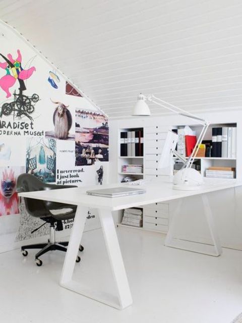 a modern version of trestle desk in white looks amazing in this girl's home office