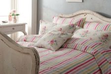 17 colorful striped vintage-inspired bedding with floral print pillow cases