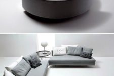 18 a cozy round upholstered bed can be turned into two cool sofas, which is great for one-room apartments