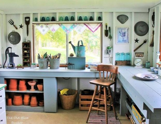 a backyard she shed for a gardening fan with all the necessary things