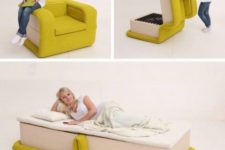 19 a comfy colorful chair with a modern design becomes a cool daybed