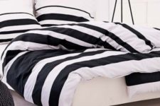 19 wide black and white striped bedding for a modern and laconic bedroom