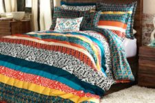 20 colorful patchwork striped bedding for a rustic, woodland or boho bedroom