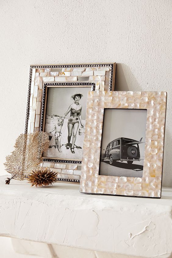 picture frames clad with mother oe pearl for a gorgeous refined look