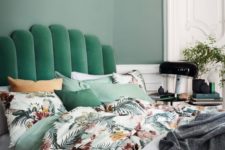 23 a green emerald upholstered headboard for a modern bedroom