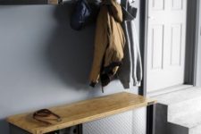 25 put a storage bench in your entryway and save a lot of space