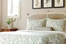 26 muted green botanical print bedding set for a vintage-styled bedroom