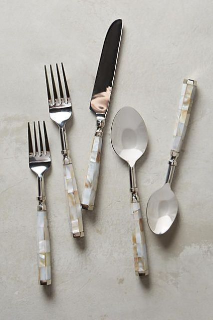 cutlery incrusted with mother of pearl for an exquisite look