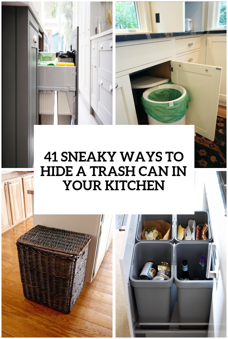 sneaky ways to hide a trash can in your kitchen