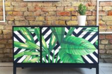 29 upcycled vintage retro chest of drawers with tropical palms decoupage
