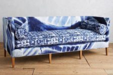 02 a large shibori upholstered sofa looks very interesting and will perfectly fit a modern boho home
