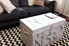 03 renovate an old trunk to make it fit your interior, here it was whitewashed and added numbers
