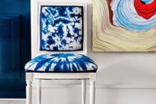 05 a vintage white chair is spruced up with shibori fabric and made cooler