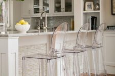 05 accantuate a bar counter with gorgeous sheer acrylic chairs for a modern twist