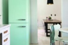 08 a mint green Smeg fridge for a peaceful kitchen without colorful accents