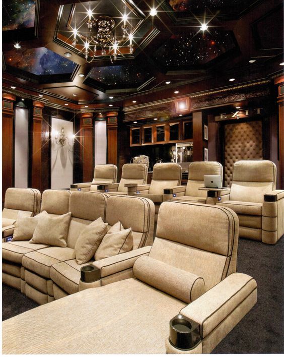 a modern and cozy home cinema for fild enthusiasts