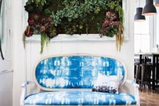 08 a vintage sofa with a refined feel and shibori upholstery