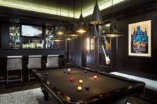 09 modern dark man room with a home bar and a pool table – who needs more than that