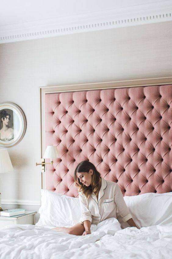 a bed with pink diamond upholstery will add a sweet girlish feel to your bedroom