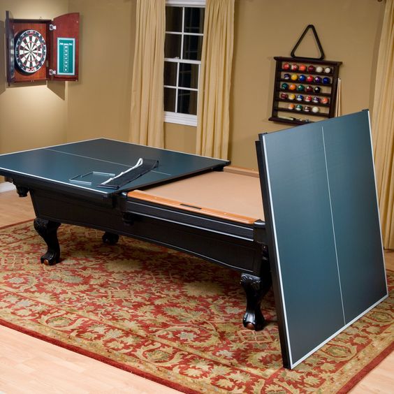 a pool table can be easily turned into a tennis table, it will save much space