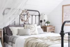 14 comfy bedding of natural fabrics and a knit blanket in case it’s cold